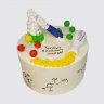 Белый торт ученому с ягодами и шарами из мастики №112265