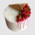 Белый торт на День Рождения рожок с ягодами №112387