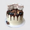 Торт с шоколадной глазурью и ягодами на юбилей тестю №112409