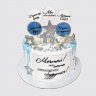 Классический торт на юбилей внуку с шарами и звездами из мастики №112430