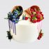 Белый торт бабушке и внуку с ягодами в рожках №112561