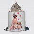 Белый торт племяннице с серебряной короной №112575