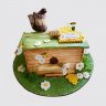 Торт в виде улья для пчеловода с цветами из мастики №112590