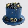 Торт синие с золотом с шарами из мастики на юбилей 25 лет №112667