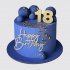 Торт на День Рождения 18 лет синий и золотыми шарами №112674