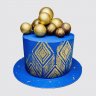 Торт синие с золотом на День Рождения с свечами №112677