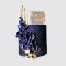 Синий торт с золотым орнаментом и шарами №112676