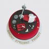 Черный торт на День Рождения 30 лет фитнес тренеру с шарами из мастики №112691