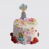 Нежный торт на День Рождения 4 и 85 лет с цветами и ягодами бабушке и внучке №112708