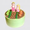 Нежный торт на День Рождения 4 и 85 лет с цветами и ягодами бабушке и внучке №112708