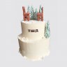 Белый торт на День Рождения со стулом №112772