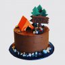 Праздничный торт мальчику на 8 лет с палаткой в лесу №112863