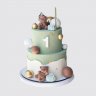 Двухъярусный торт мальчику в стиле Roblox с леденцами №112952