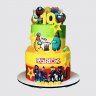 Двухъярусный торт мальчику на 8 лет с героями мультфильма №112964