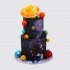 Двухъярусный торт на 8 лет в стиле космос с шарами из мастики №112988