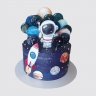 Торт на годовщину 5 лет космос со звездами и космонавтом №113000