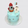 Классический торт с ракетой и шарами из мастики №113060