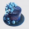 Детский торт на рождение мальчика мишка на луне со звездами №113071