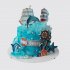 Торт в морской тематике мальчику на юбилей 10 лет с корабликом №113111