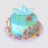 Торт в виде моря с корабликом из пряника №113123