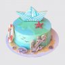Торт кораблик на День Рождения мальчику на 4 года с картой сокровищ №113124