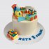 Белый торт Паровозик с разноцветными конфетами на 1 год ребенку №113199