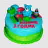 Красный торт на День Рождения Паровозик на 9 лет с пряниками №113200