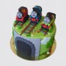 Торт на День Рождения мальчику Паровозик Томас со звездами из мастики №113224