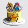 Классический торт роботы мальчику на 4 года со звездами из мастики №113250