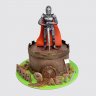 Праздничный торт мальчику с рыцарем и башнями из рожка №113277