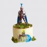 Двухъярусный торт девочке на годовщину 5 лет в форме башни с рыцарями №113282