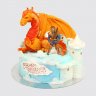Торт в виде замка рыцаря с динозавром на 6 лет №113285