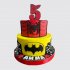 Двухъярусный торт мальчику с цифрой 5 Супергерои №113312