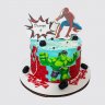 Праздничный торт с Супергероями на День Рождения ребенку 2 годика №113318