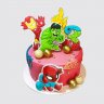 Двухъярусный торт с Супергероями на юбилей мальчику 10 лет №113326
