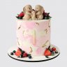 Детский торт с шоколадной глазурью и ягодами на 2 года №113340