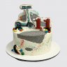 Торт на День Рождения 12 лет с самокатом из мастики №113394