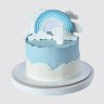 Голубой детский торт на 1 год с ёжиком в тумане из пряников №113448