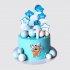Детский голубой торт мальчику на 1 год со звездами и шарами из мастики №113457