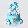 Голубой детский торт на рождение ребенка с надписью №113458