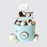 Голубой детский торт с мишкой и шарами на 1 год №113461