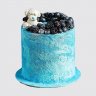 Нежный бело-голубой детский торт на 2 года с олененком №113465