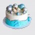 Нежный бело-голубой детский торт на 2 года с олененком №113465