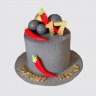 Черный торт с золотыми шарами юноше на День Рождения 16 лет №113469