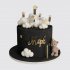 Черный торт с мишкой и облаками на 1 год мальчику №113492