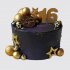 Черный торт на День Рождения мальчику 16 лет с золотыми шарами №113495