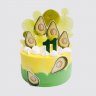Нежный торт с надписью и авокадо для девочки №113508