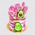 Торт для девочки на 9 лет с авокадо и розовым безе №113511