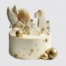 Белый торт на крещение ребенка с ангелом №113537