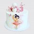 Торт балерина на 3 года с бабочками и шарами из мастики №113554